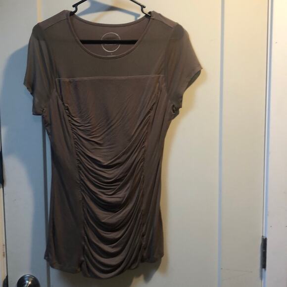 Inc international concepts brown mesh ruched‎ top size large - Picture 1 of 6